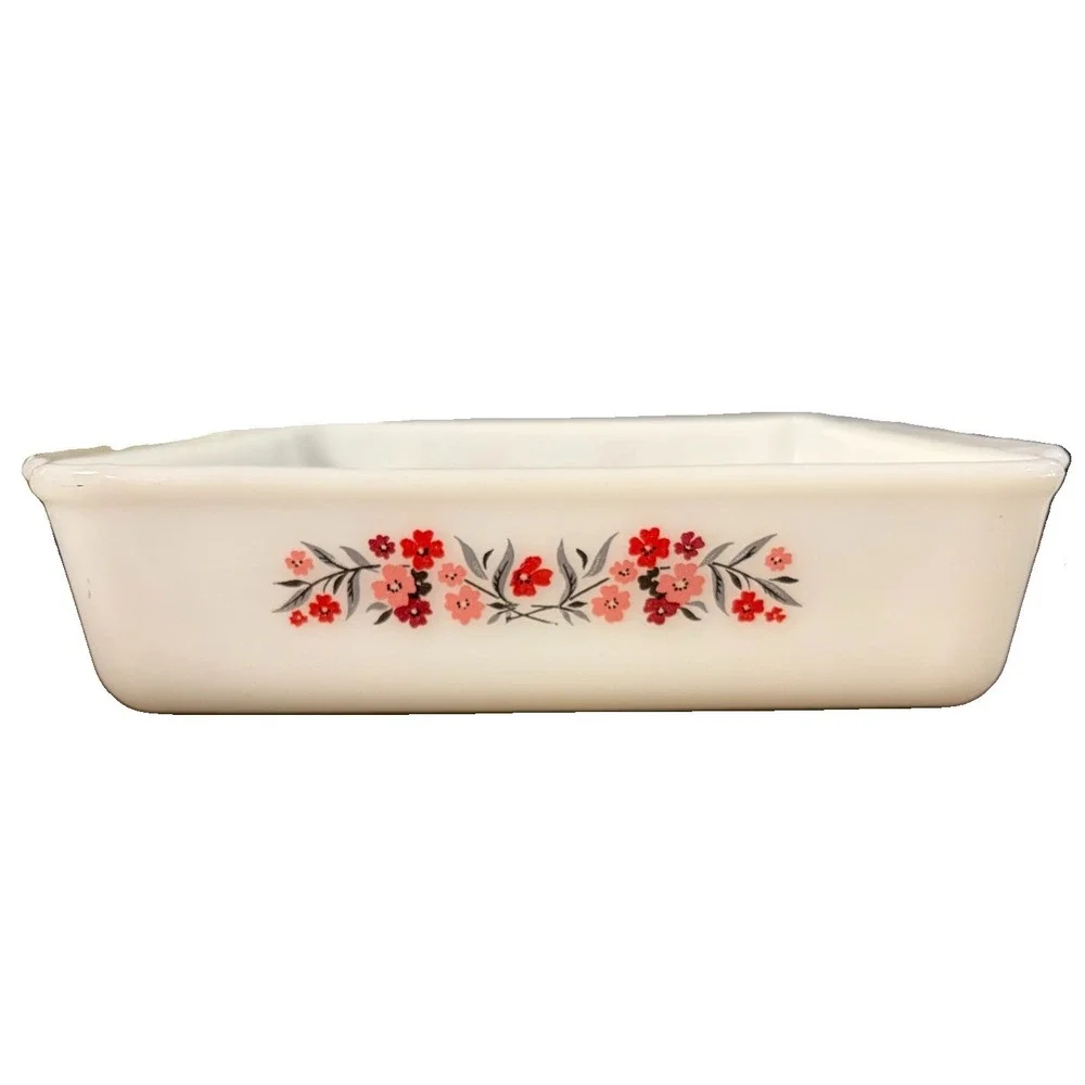 Vintage Pyrex 232 Primrose 2 Qt Rectangular Casserole Dish w Glass Lid Floral